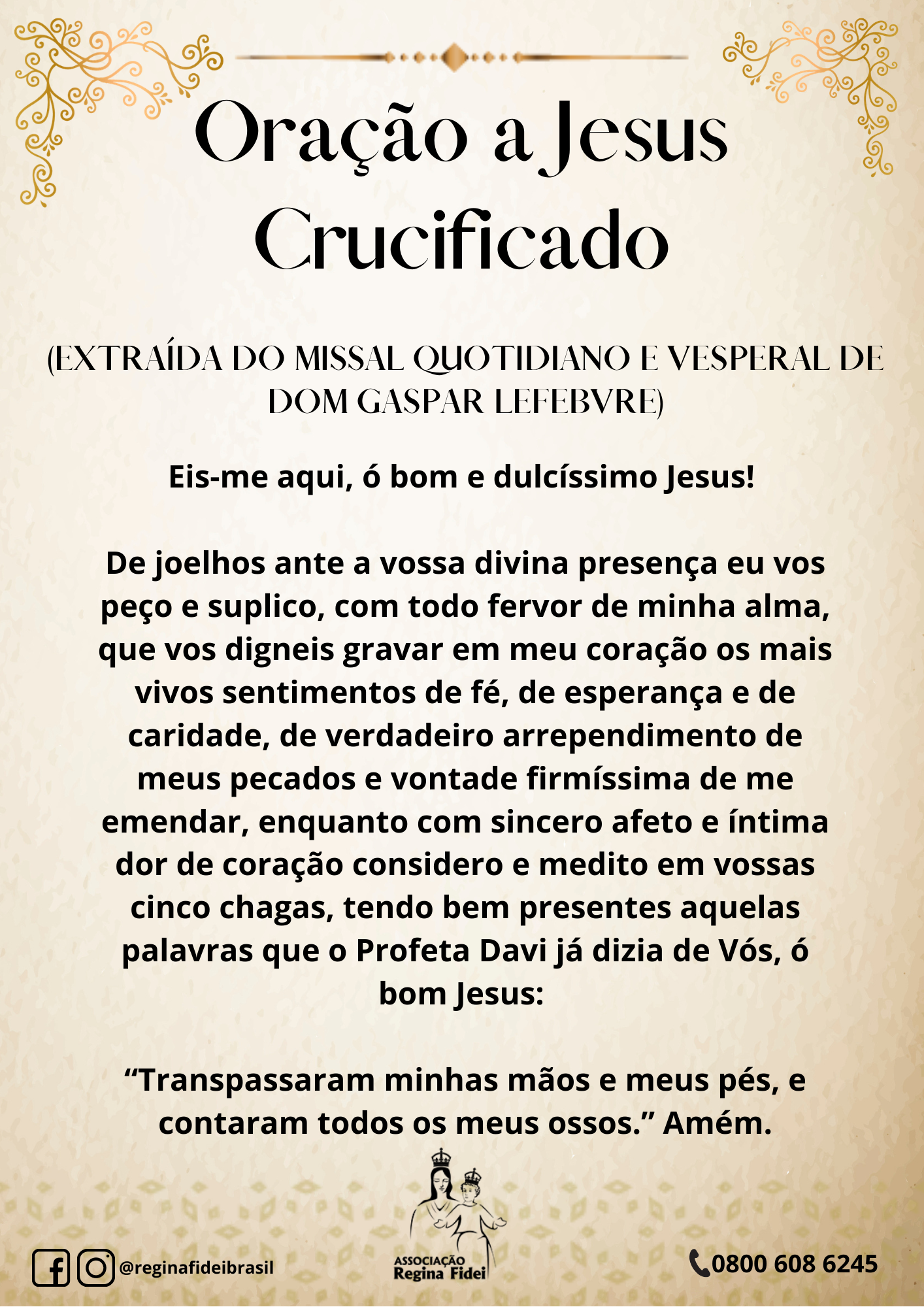 Reze Conosco Oração a Jesus Crucificado Regina Fidei