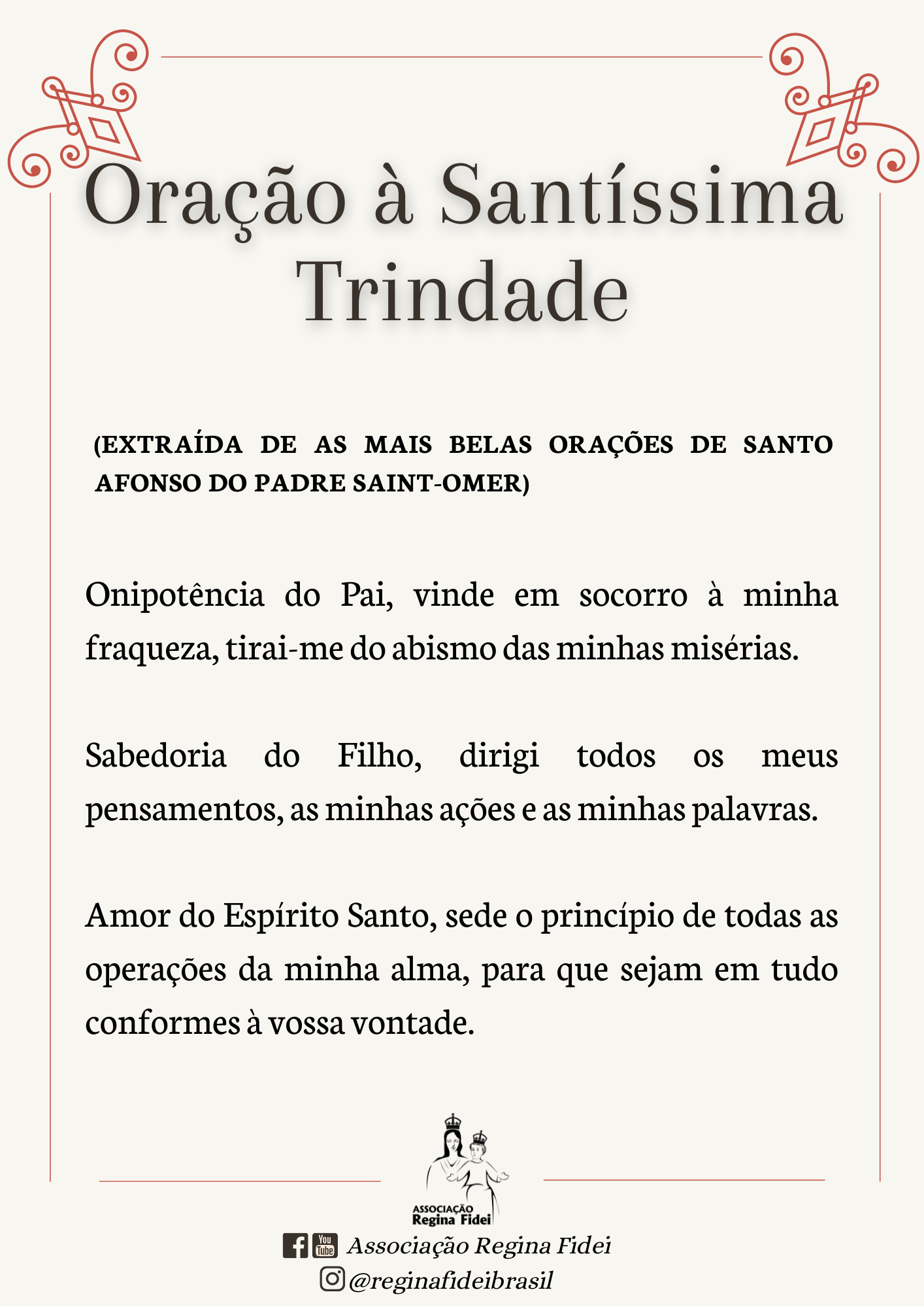 Reze Conosco - Oração À Santíssima Trindade - Regina Fidei