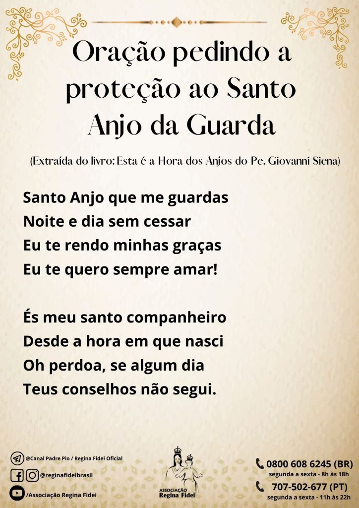 Reze conosco - Oração pedindo a proteção ao Santo Anjo da Guarda