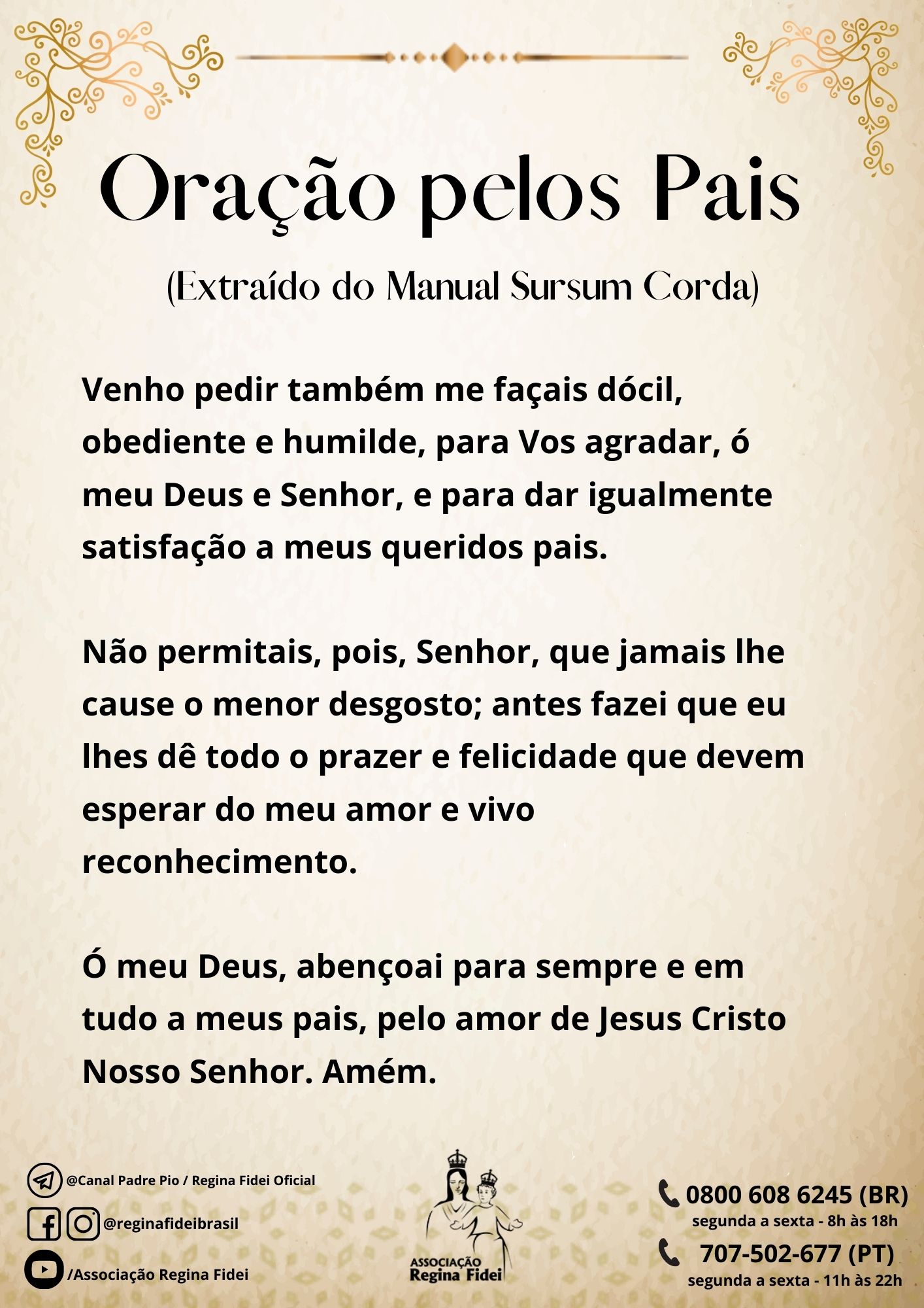 Reze conosco - Oração pelos pais - Regina Fidei