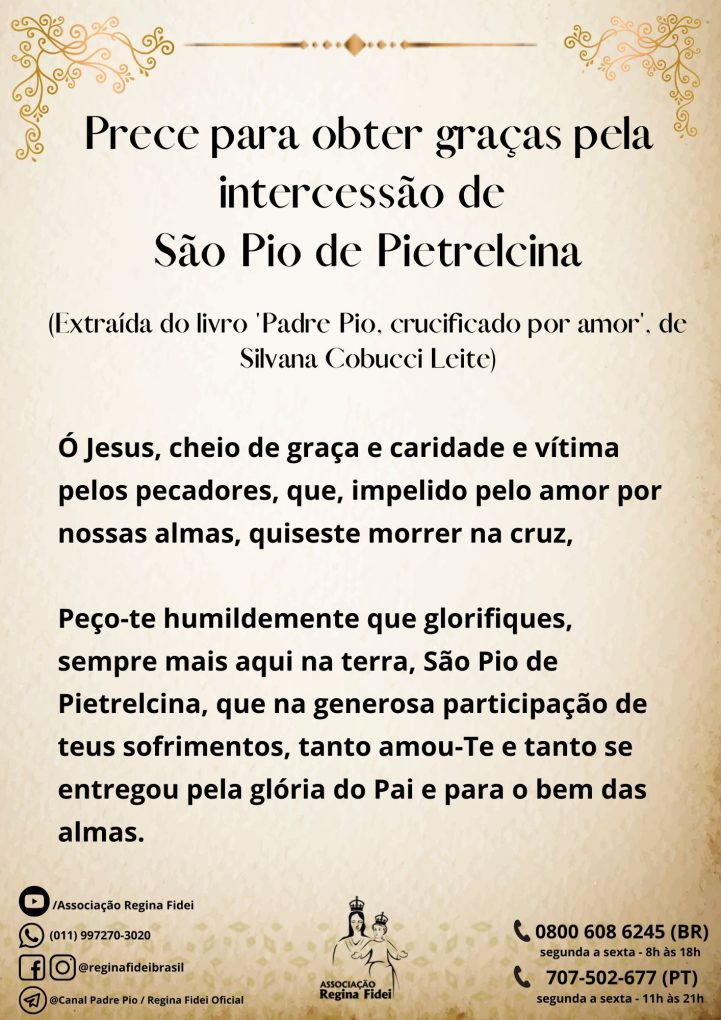 Oração FICA SENHOR COMIGO de São Pio de Pietrelcina 
