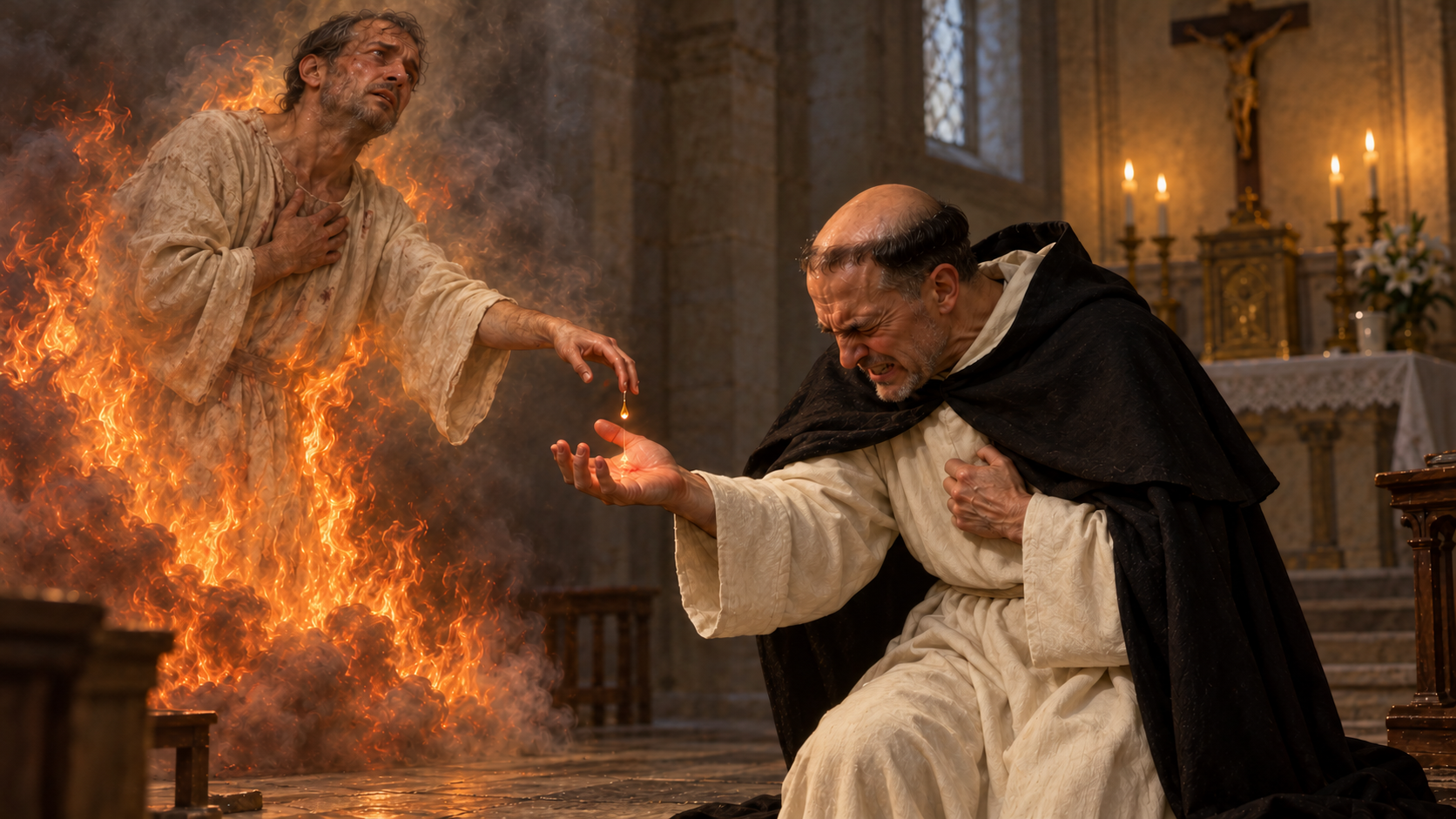 Frei Estanislau e uma alma do purgatório.