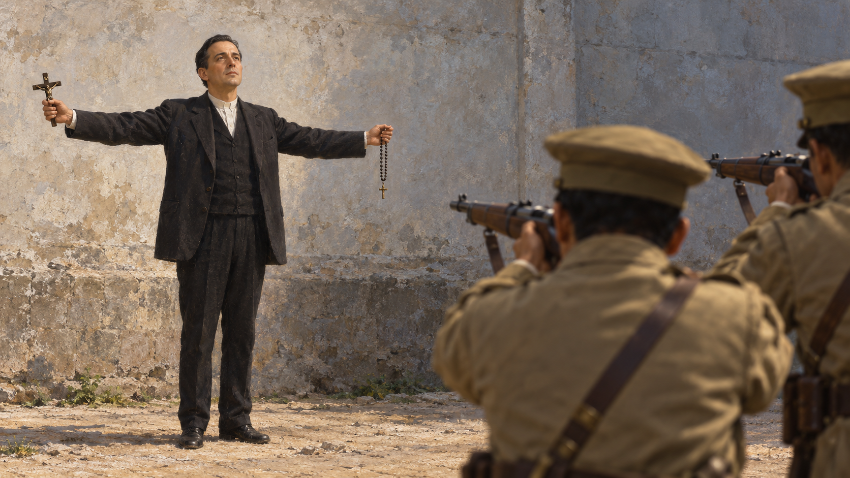 Padre Miguel Pro diante do pelotão de fuzilamento
