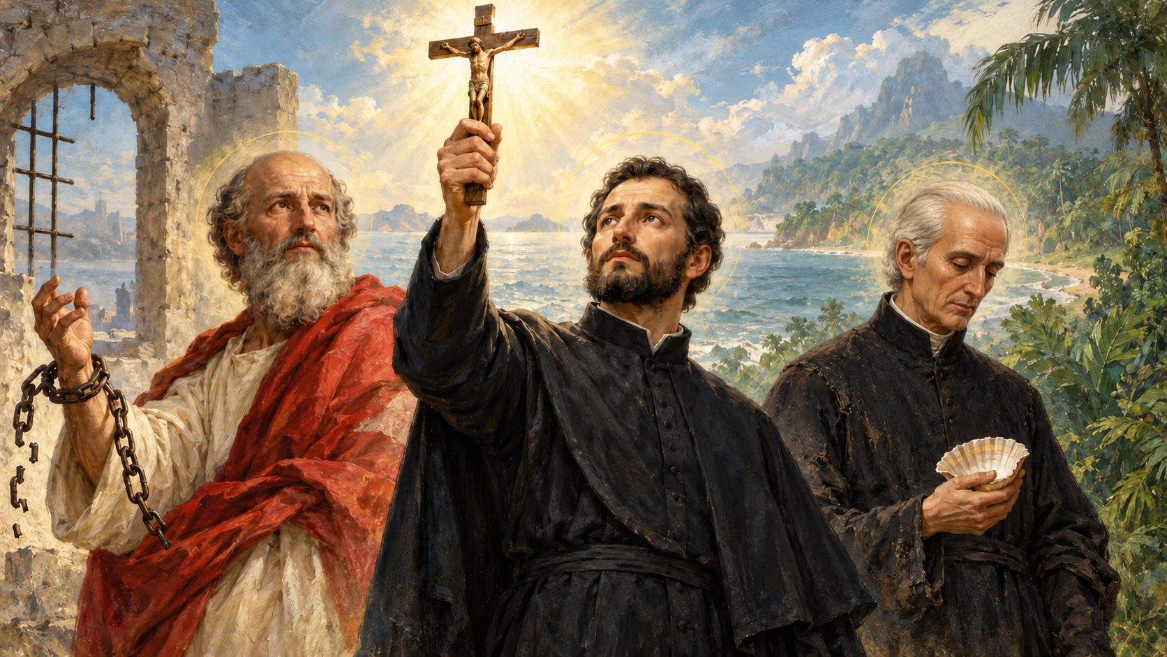 Imagem de São José de Anchieta relacionada à missão evangelizadora no Brasil